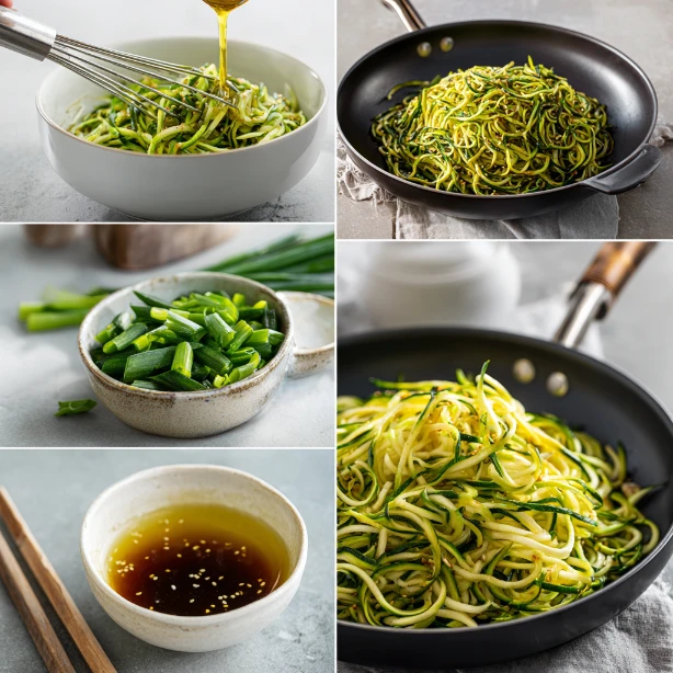 Whisking the savory sesame ginger dressing in a small bowl