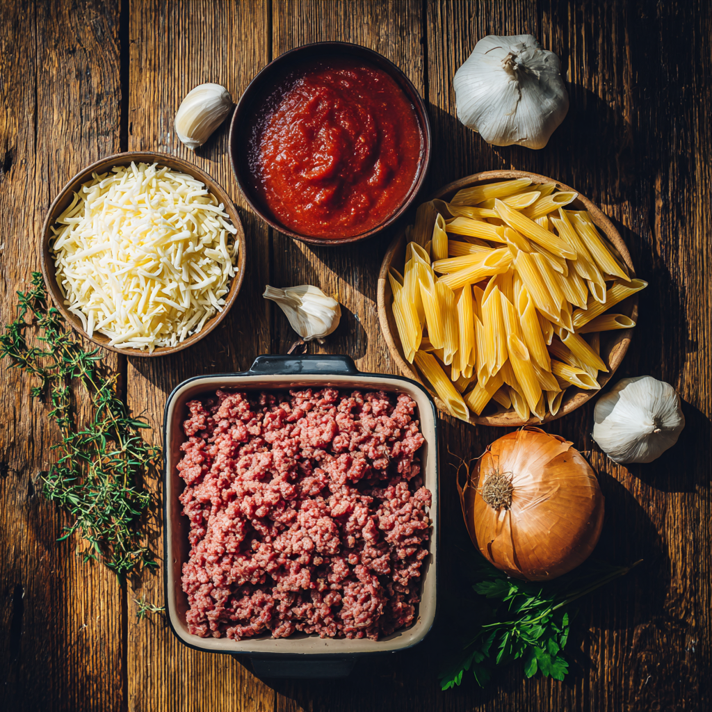 Ingredients for slow cooker philly cheesesteak sandwiches