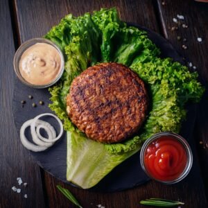 Preparing a Lettuce-Wrapped Burger.