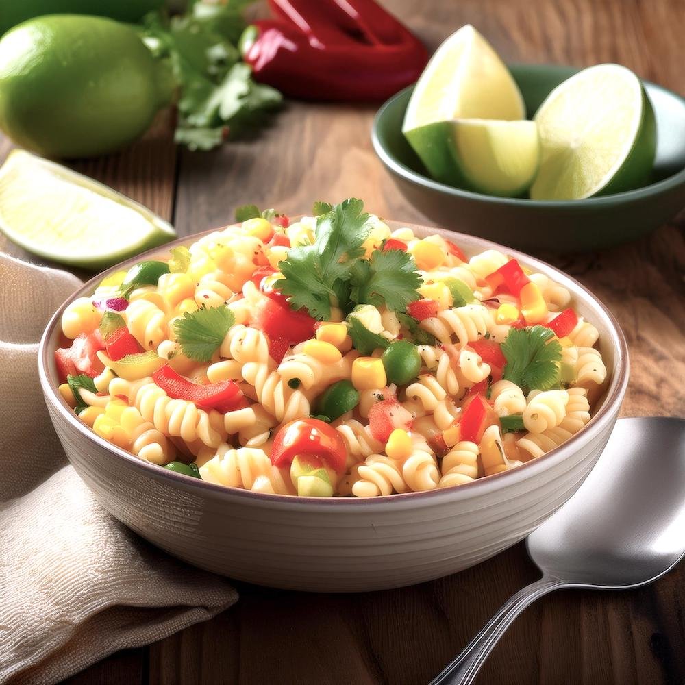 A bowl of Mexican macaroni salad