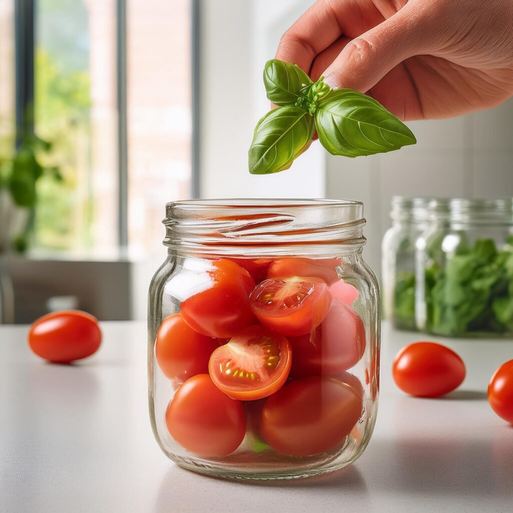 Adding Basil to Canned Tomatoes