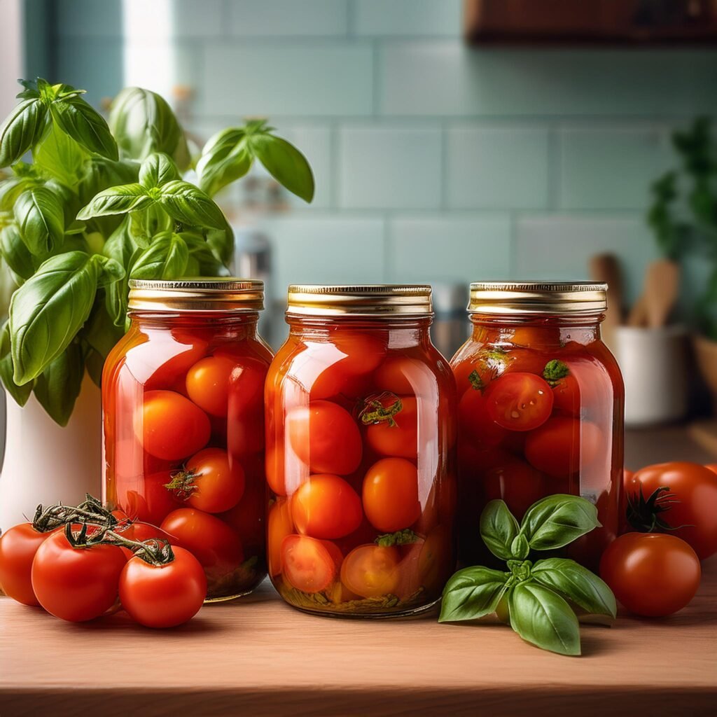 Can you add basil when canning tomatoes?