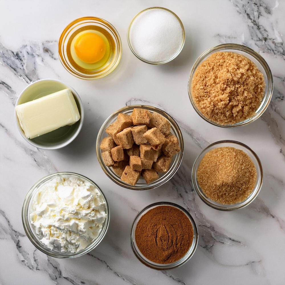 Ingredients for making cinnamon bun cheesecake