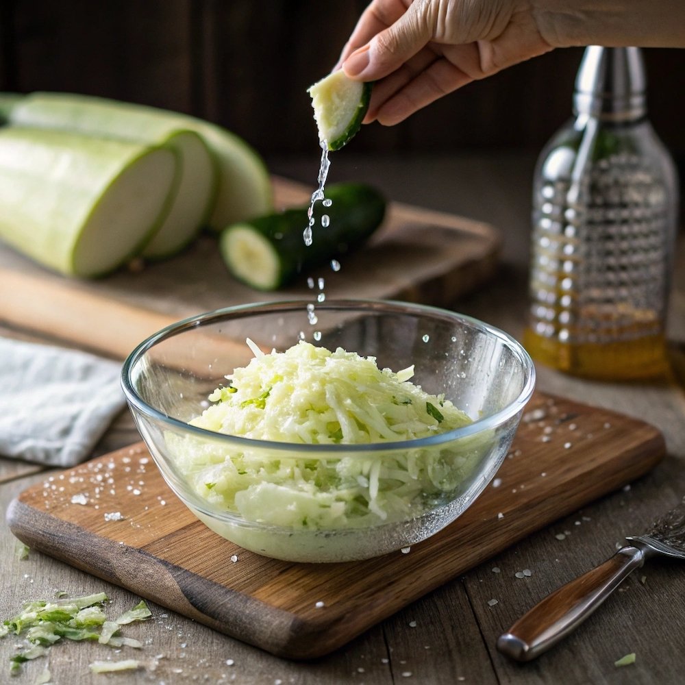 How to grate and squeeze zucchini for muffins.