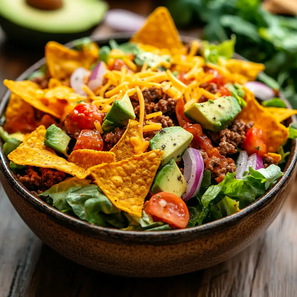Crunchy Catalina Taco Salad with Doritos and Catalina Dressing