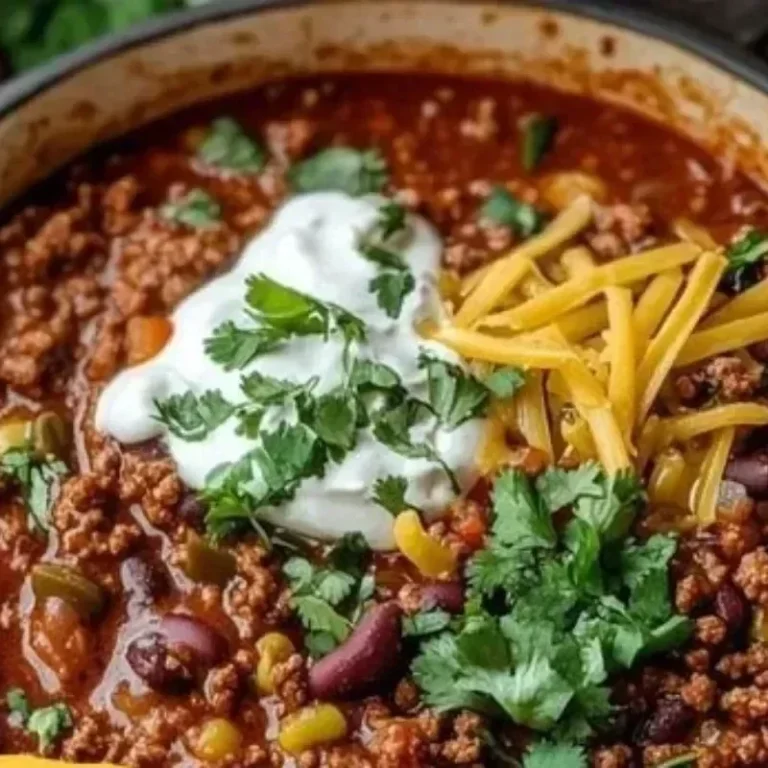 Delicious stovetop chili made with ground beef and spices