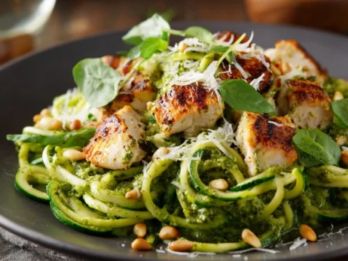 Unique easy pesto chicken zoodles recipe for aromatic bliss