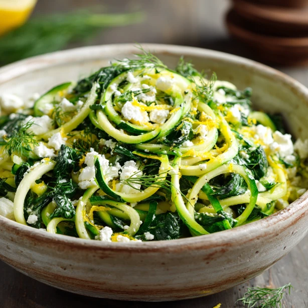 Special Spinach Feta Zoodles: 5-Star Crisp Family Joy