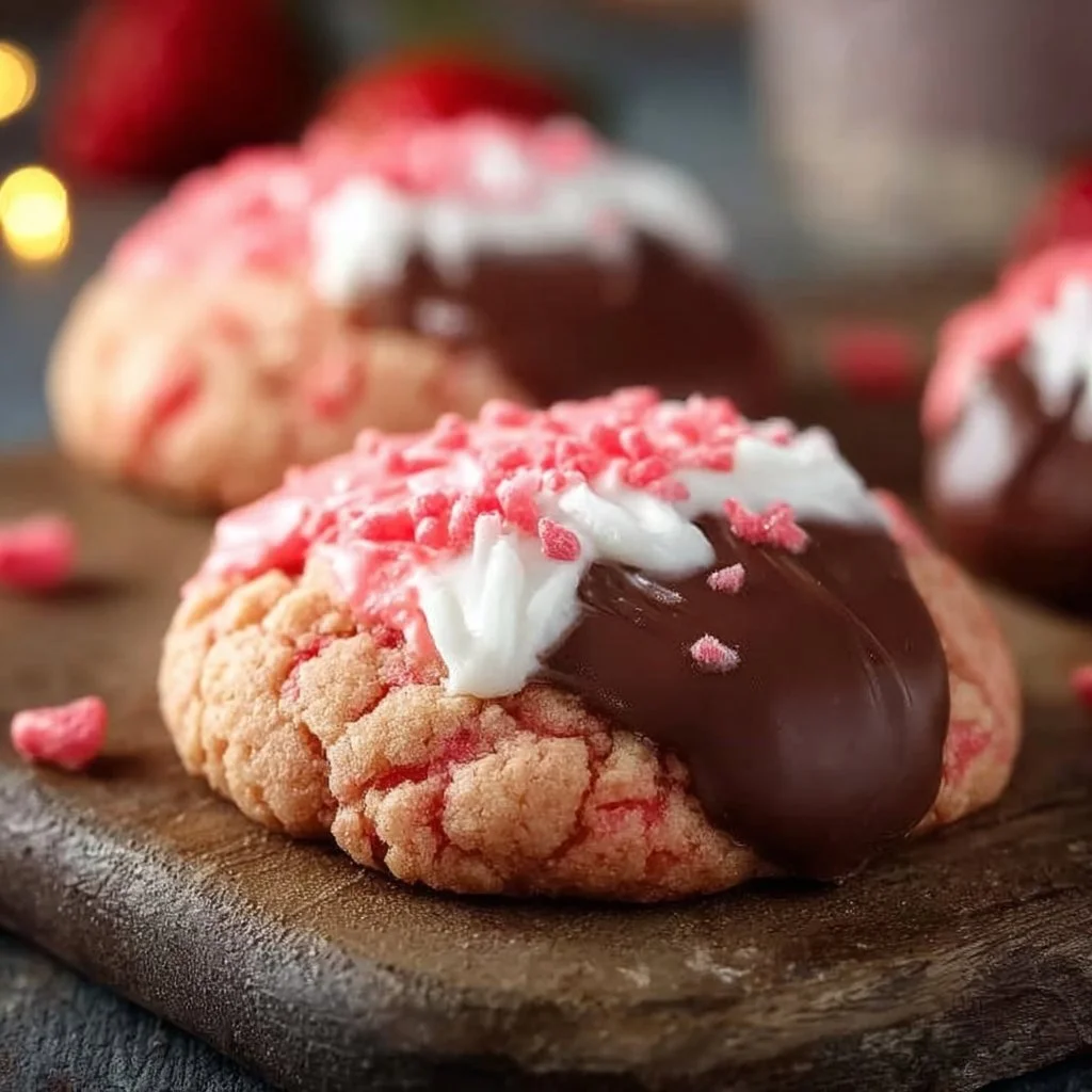 Chocolate Dipped Strawberry Cookies