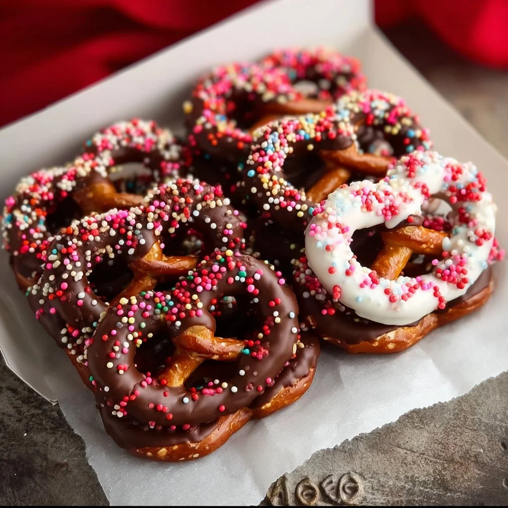 Chocolate Dipped Valentine Pretzels for Sweet & Salty Combo