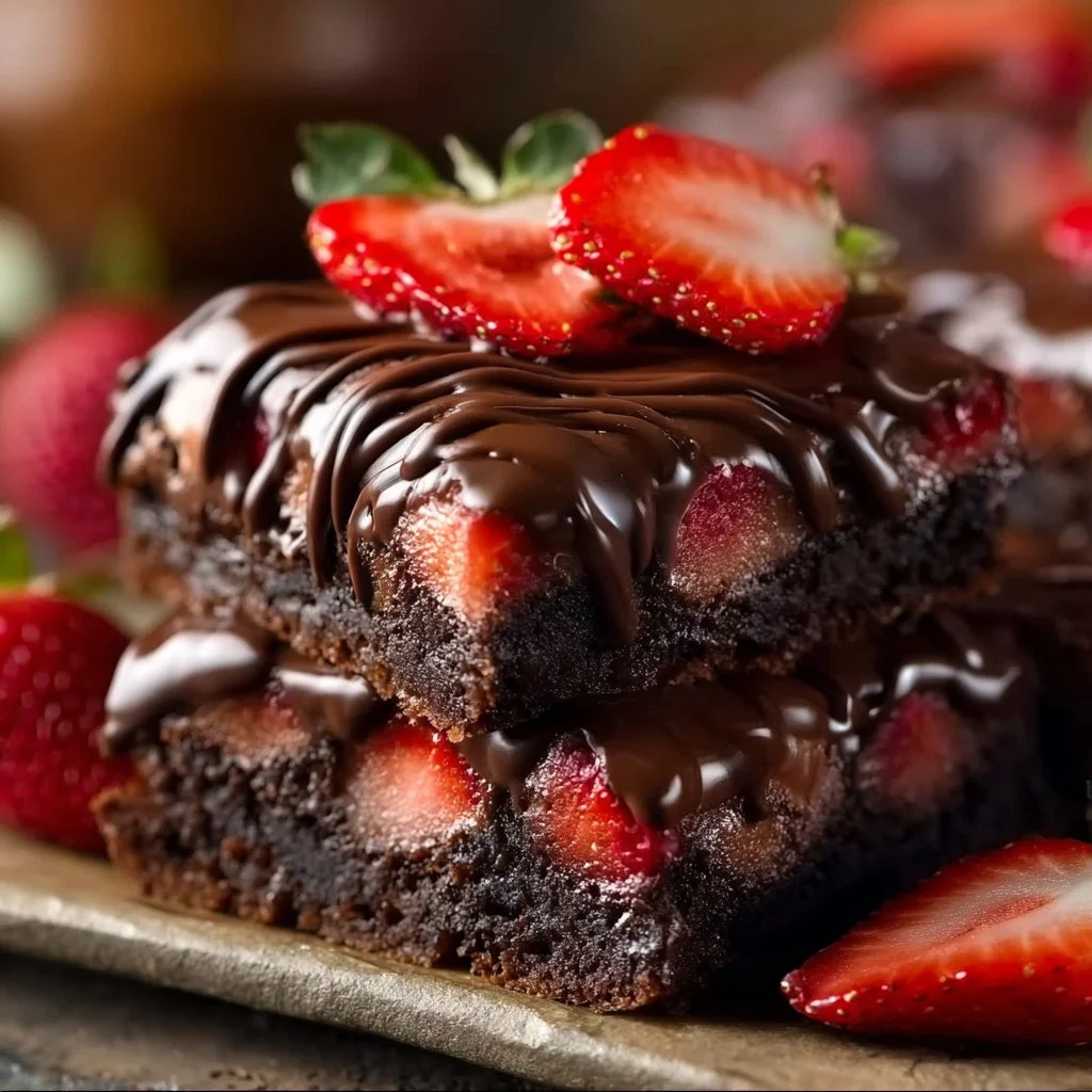 Chocolate Covered Strawberry Brownies