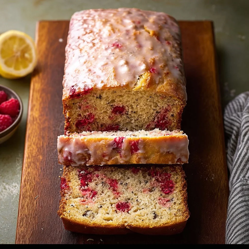 Raspberry Lemon Poppyseed Loaf Cake