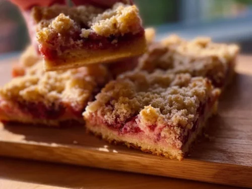 Delicious strawberry cheesecake crumb bars ideal for spring and summer baking