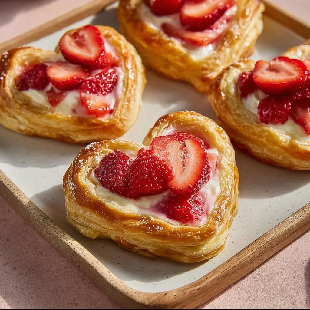 Delicious strawberry cream cheese heart danishes for Valentine's Day dessert