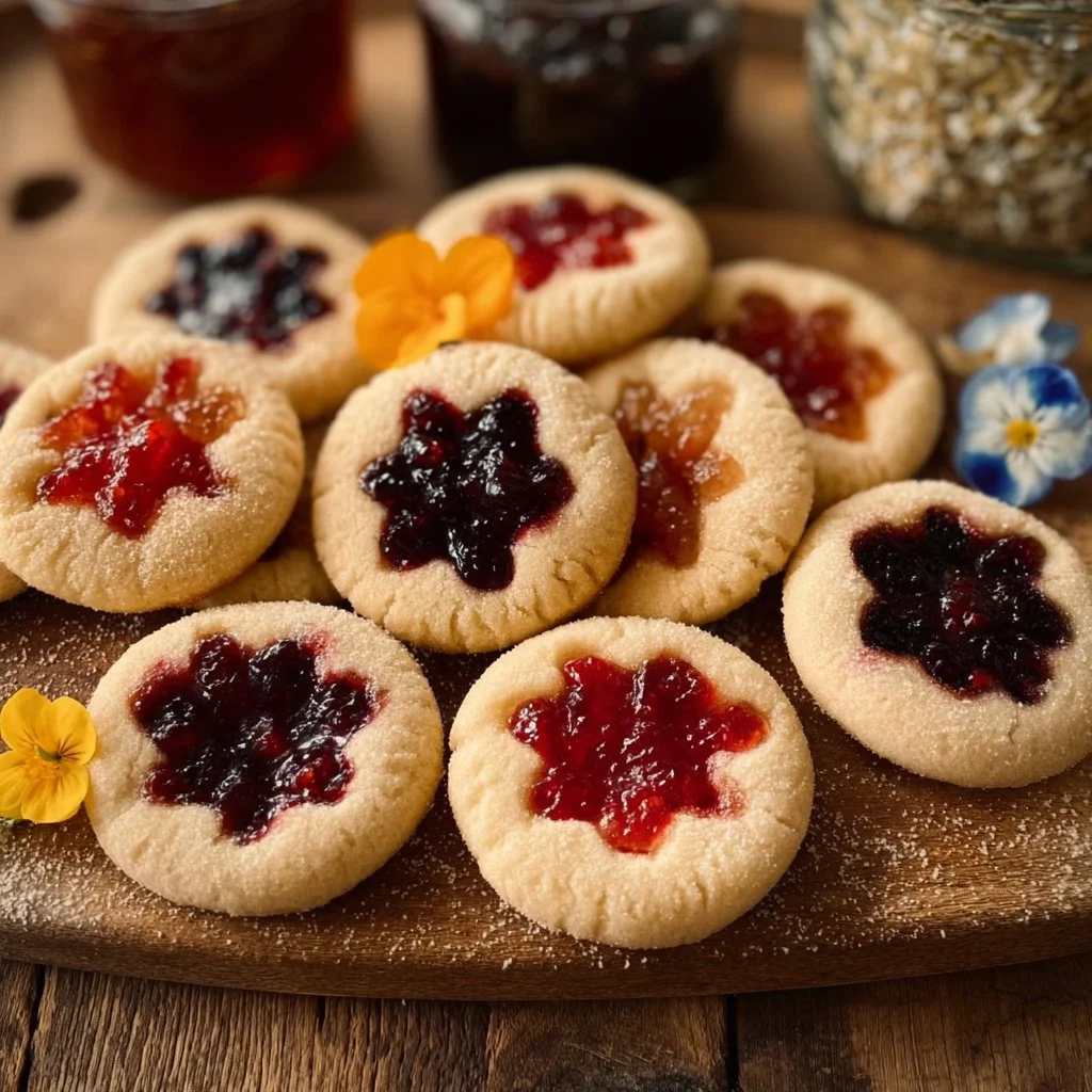 Flower Jam Thumbprint Cookies