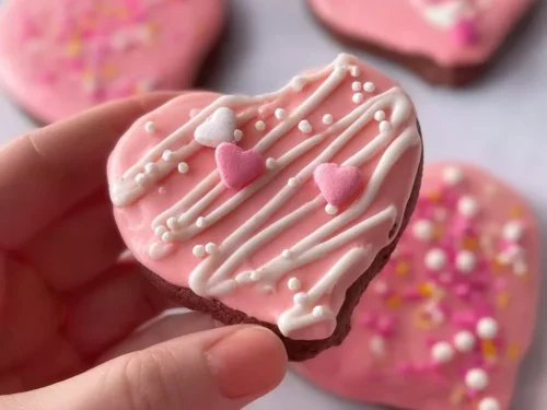 Sweet chocolate dipped heart brownies for Valentine's Day treats