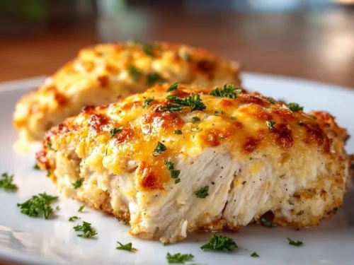 4-Ingredient Ranch Chicken Bake dish served fresh from the oven.