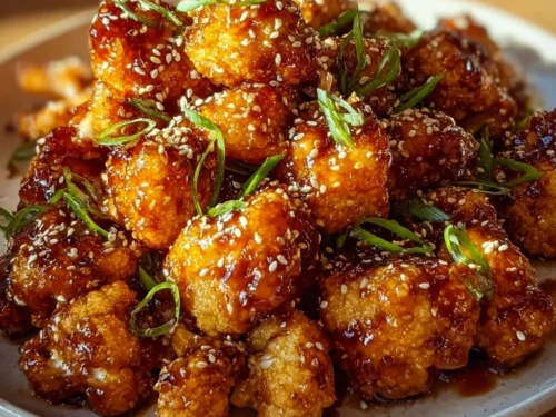 Sticky honey garlic cauliflower cooked to perfection with a glossy glaze.
