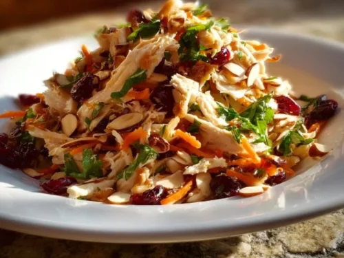 Delicious Asian Chicken Cranberry Salad with fresh ingredients