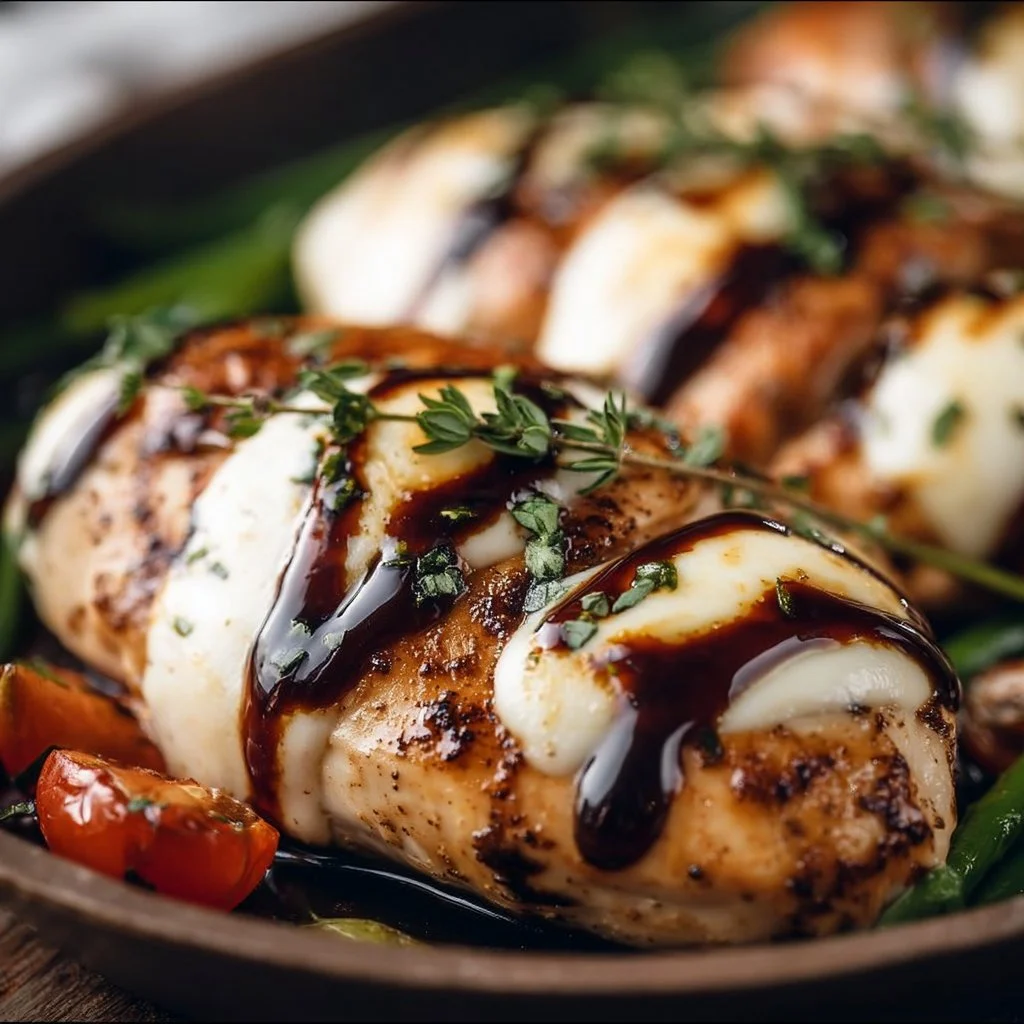 Balsamic Baked Chicken Breast with Mozzarella Cheese