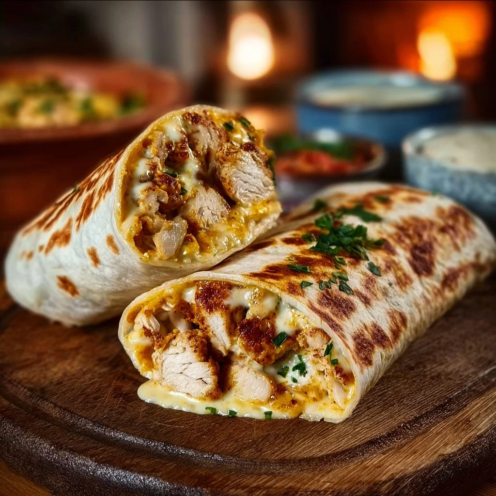 Cheesy Garlic Chicken Wraps