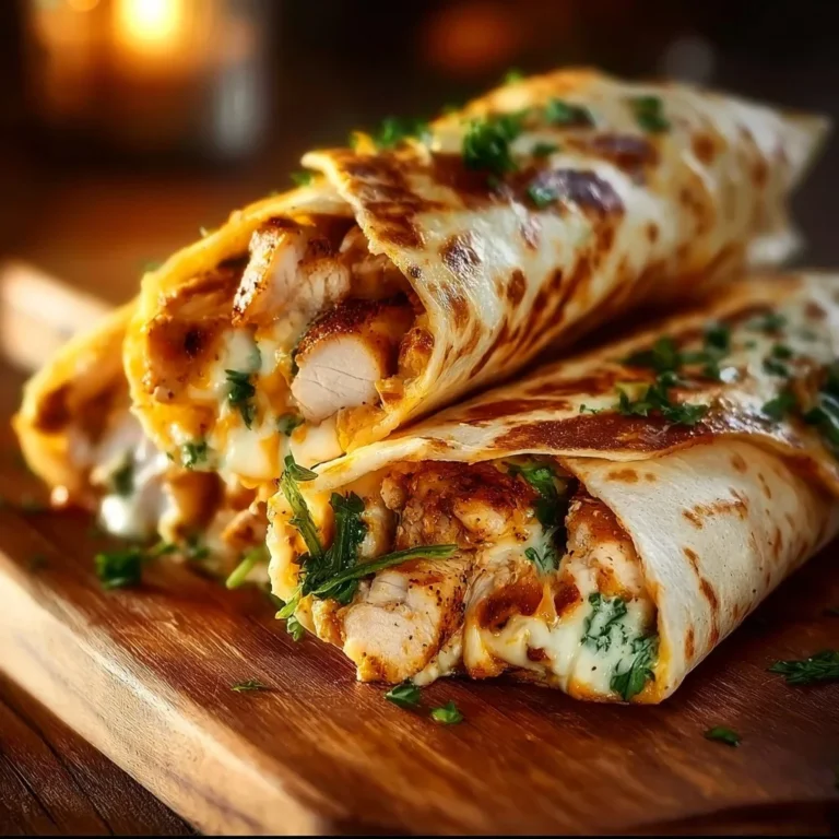 Delicious cheesy garlic chicken wraps ready to serve for dinner