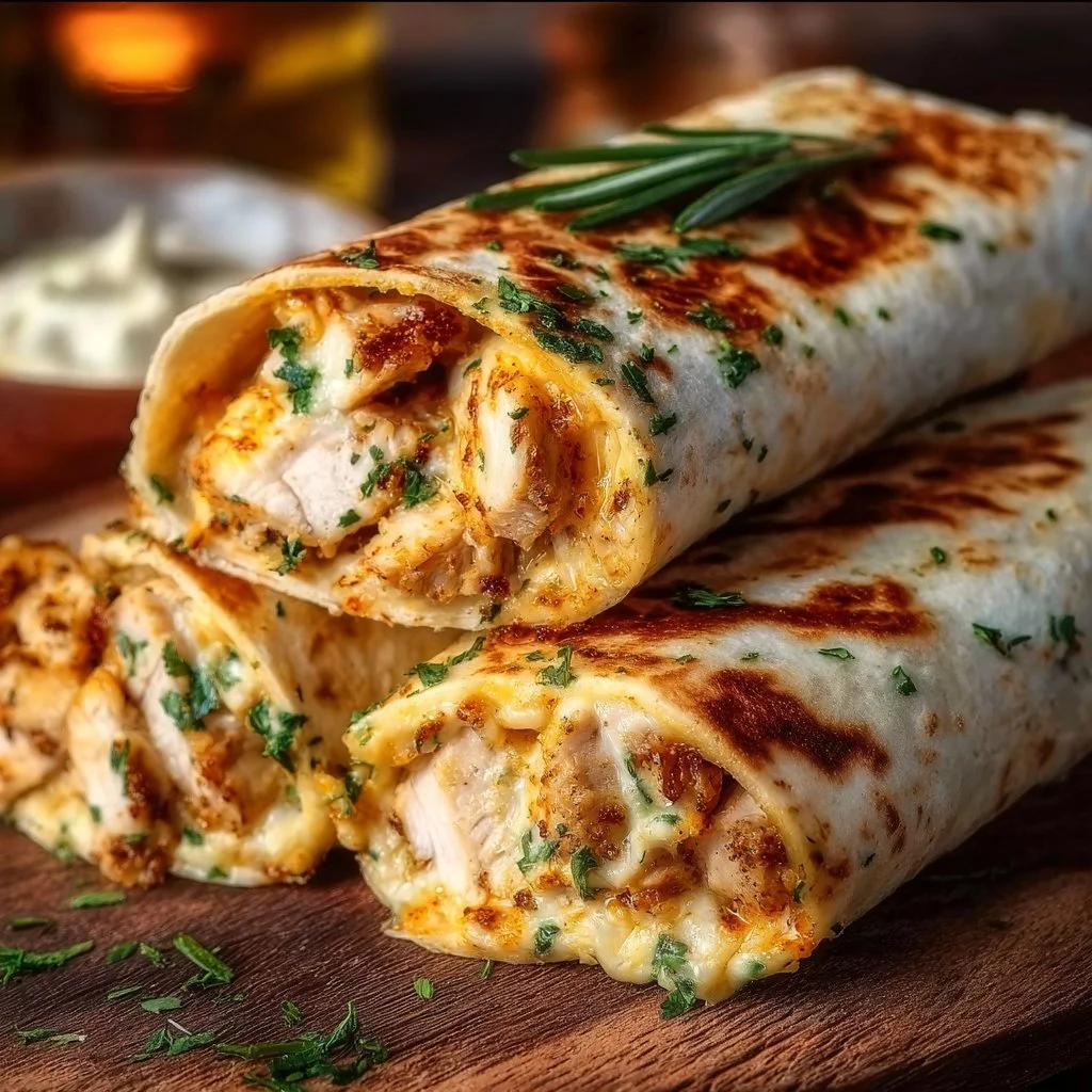 Cheesy Garlic Chicken Wraps