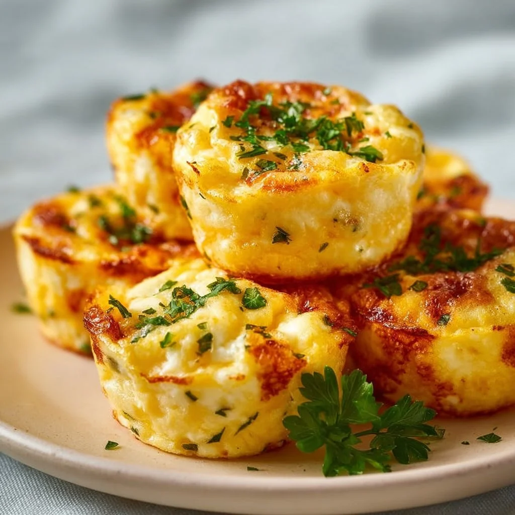 Cheesy cottage cheese egg bites baked in a muffin tin, perfect for breakfast.