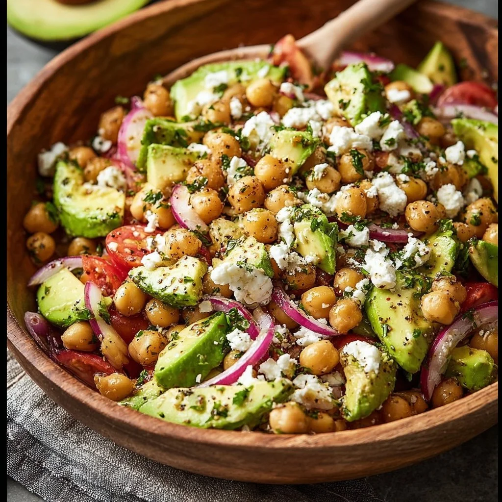 Chickpea Feta Avocado Salad