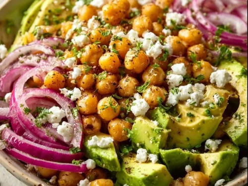 Chickpea Feta Avocado Salad - a healthy and colorful lunch option