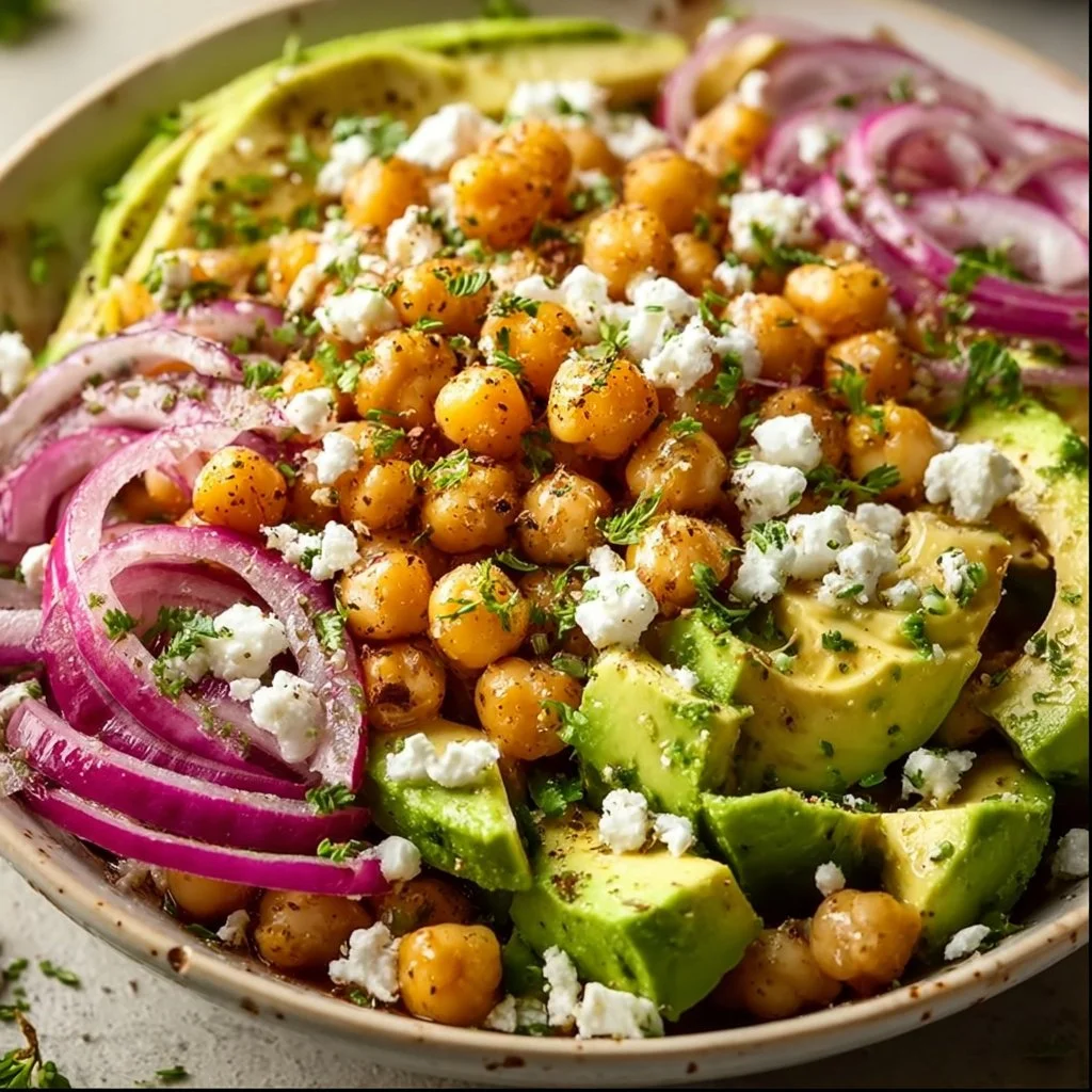 Chickpea Feta Avocado Salad - a healthy and colorful lunch option