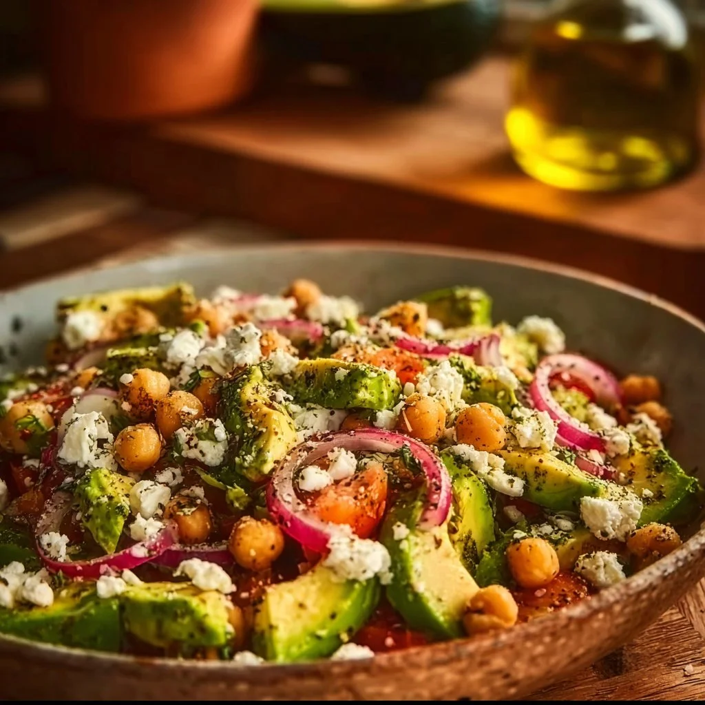 Chickpea Feta Avocado Salad