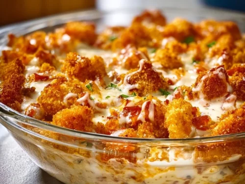 Cottage Cheese Chicken Parm Bowl topped with fresh herbs and cheese