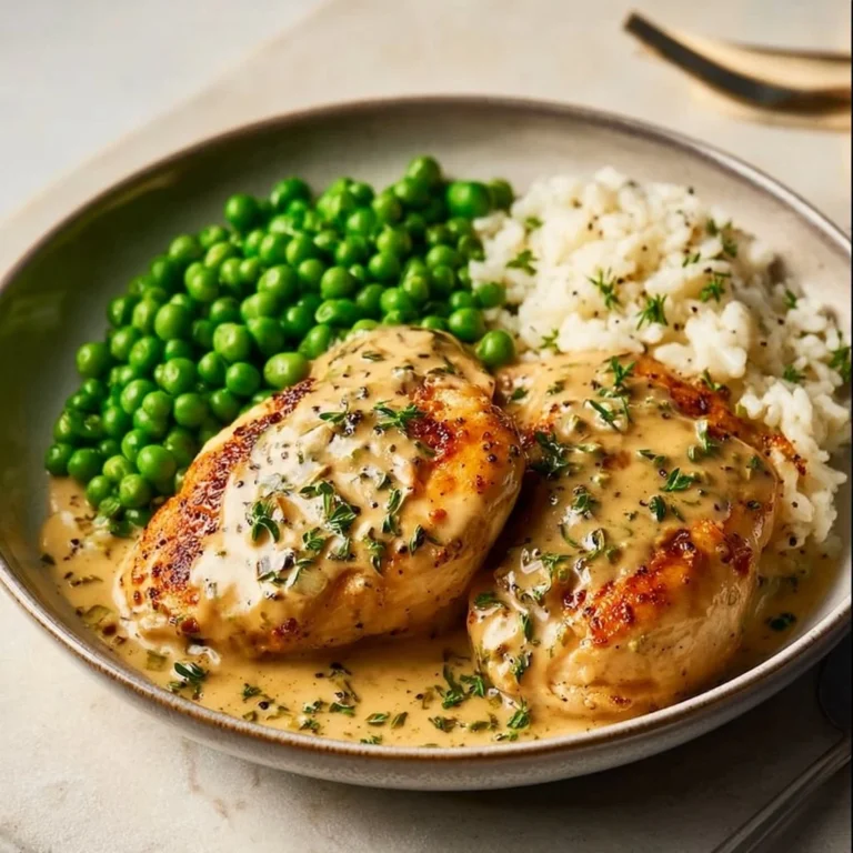 Creamy Boursin chicken bake served with Italian herbs and vegetables