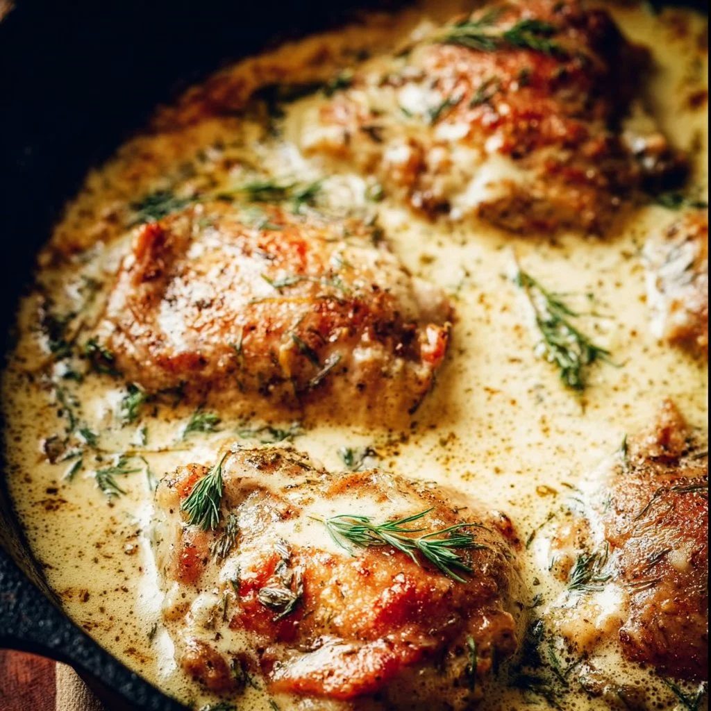 Creamy Oven Baked Chicken Thighs