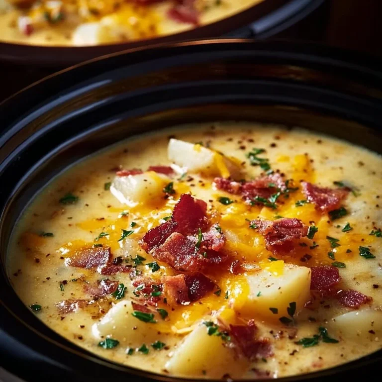 Crock Pot Crack Potato Soup served in a bowl, garnished with green onions.
