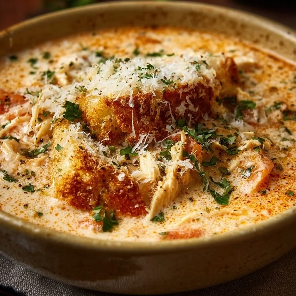 Crock Pot Creamy Chicken Parmesan Soup