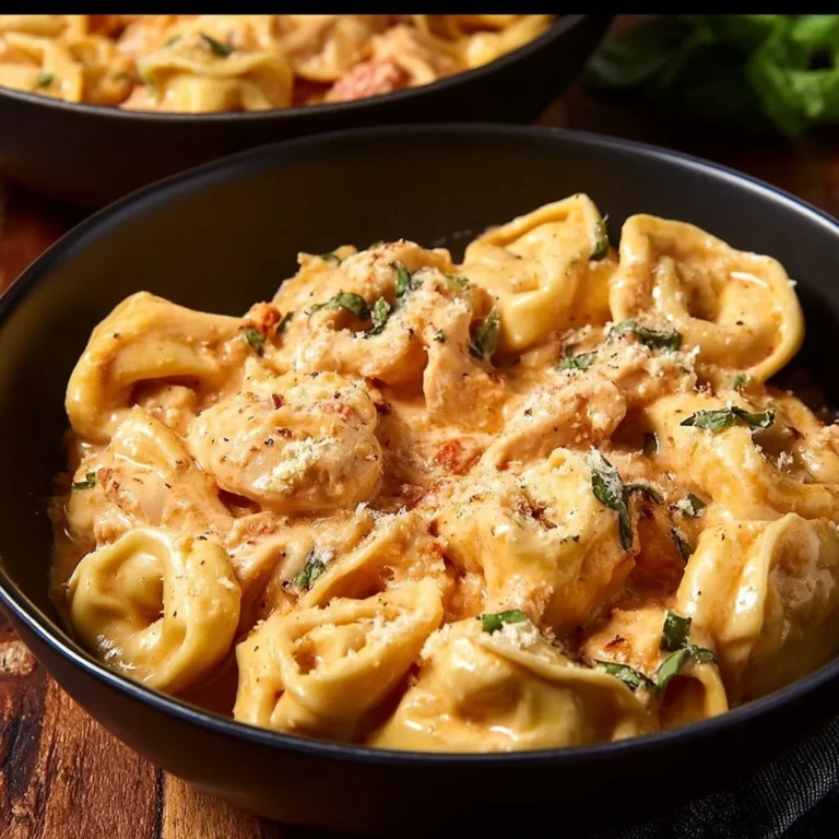 Delicious CrockPot chicken tortellini ready for weeknight dinner.