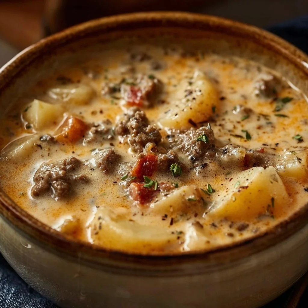 Crockpot Creamy Potato & Hamburger Soup