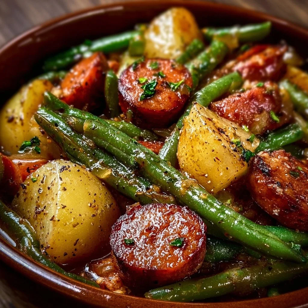 Crockpot Kielbasa and Green Beans
