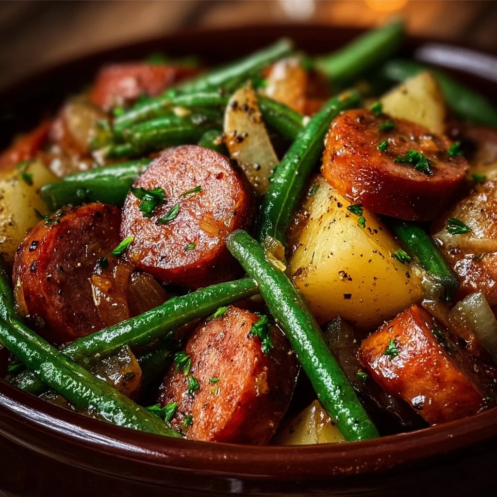 Crockpot Sausage and Green Beans
