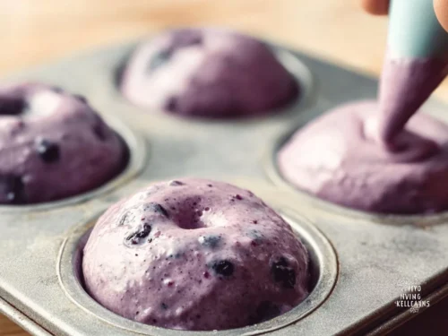 Delicious homemade blueberry cake donuts on a plate