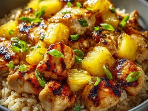 Savory pineapple chicken with rice in a vibrant dish ready for a healthy dinner