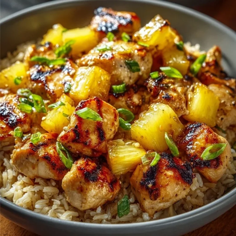 Savory pineapple chicken with rice in a vibrant dish ready for a healthy dinner