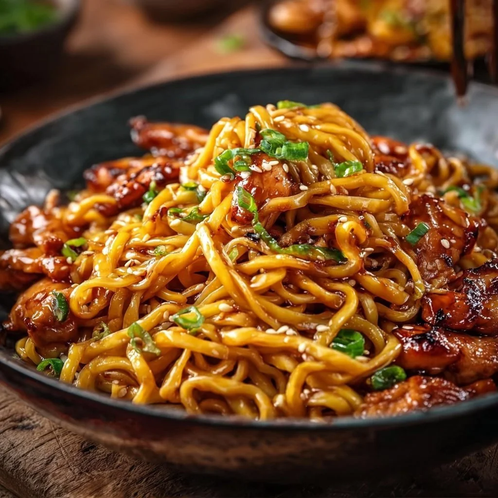 Sticky Garlic Chicken Noodles