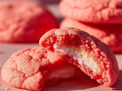 Delicious strawberry cheesecake cookies decorated for Valentine's Day