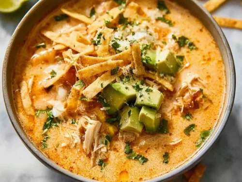 Creamy chicken chili cooked in an Instant Pot