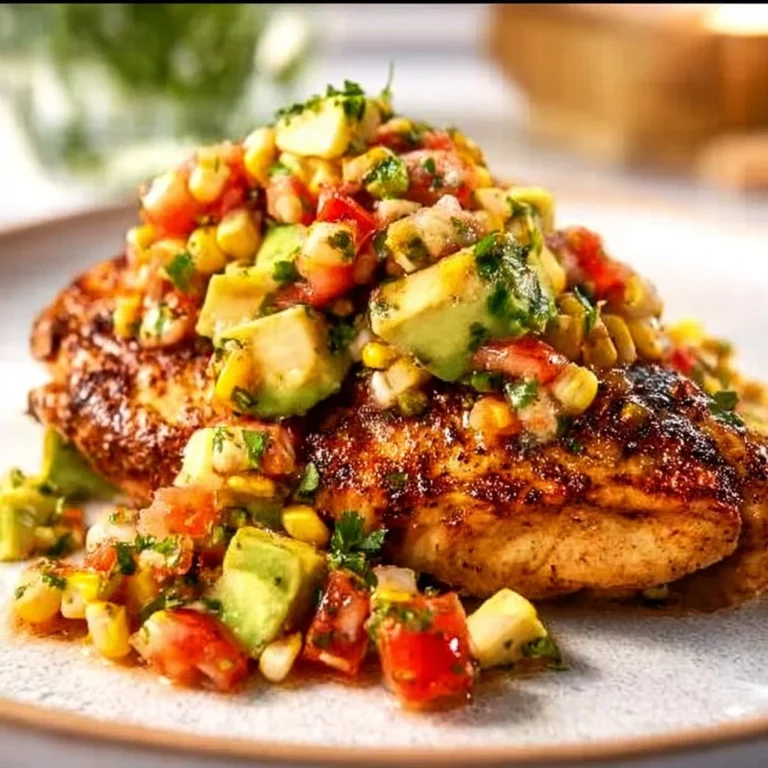 Quick chili lime chicken served with avocado and cilantro garnishing.