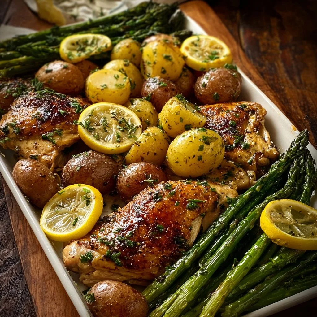 Easy sheet pan garlic butter chicken and veggies for a family meal