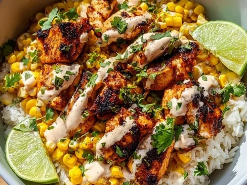 Delicious Easy Street Corn Chicken Bowl with fresh ingredients